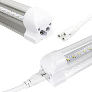 T8 4ft Integrated LED Tube Light 22W V Shape 2 Row 6500K Clear Linkable Plug and