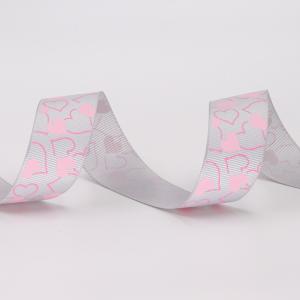 Silk Screen Printing Double Faced Satin Ribbon 100% Polyester Material