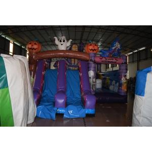 Hallowmas Bouncer Double Slide Scared Inflatable Ghost Jumping Castle With