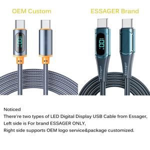 LED Digital Display USB C To C Cable Quick Charge HD 100W OEM/ODM 1M 2M 3M 5A