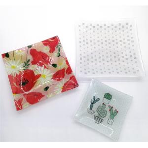 Tempered Glass Color Printted Square Glass Dish for home