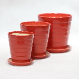 Round Lightweight Ceramic Planters With Drainage Hole