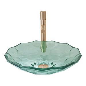 China Modern Ball Shaped Glass Wash Basin Light Green Color Vessel Sinks Pop Up Drain on sale