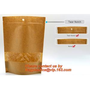 Foil Kraft Paper Bag Coconut Packaging Bags Doypack with Clear Window,500g 1kg