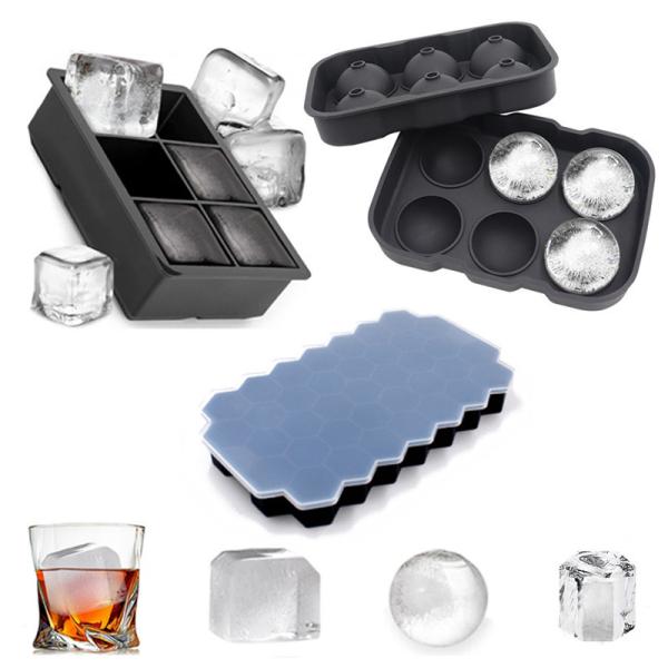 Quality Silicone Ice Cube Trays 3 Pack - Large Size Silicone Ice Cube Molds With Leak Proof Removable Lid Square Ice Cube Tray And BPA Free For Cocktail,Whiskey, Stackable Flexible Ice wholesale