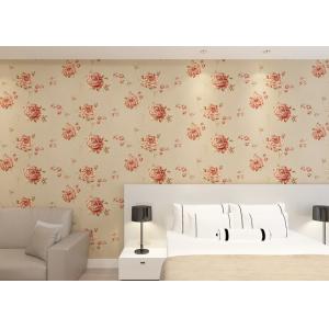 0.53*10M Removable Rustic Style Wallpaper , Embossed Floral Pattern Wallpaper