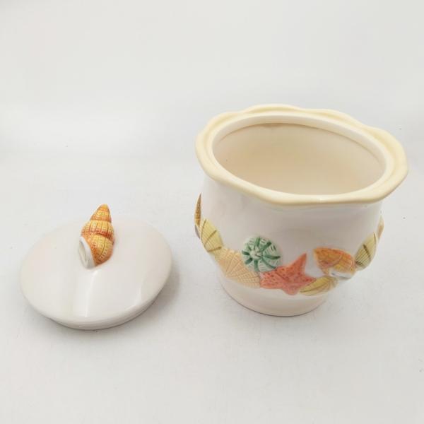 Quality Ceramic Storage Jar With Lid Sea Shell Pottery And Porcelain Sugar Bowl Custom Color wholesale
