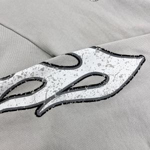 Custom Open Bell Sleeves Screen Rhinestone Print Logo Hoodies French Terry Raw