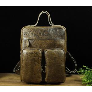 15 Small Multi Pocket Convertible Genuine Leather Backpack