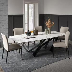 Nordic Luxury Ceramic Marble Top Dining Table Set For 6 Seater Eco Friendly