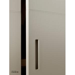 Customized White Modern Wardrobe with Leather Door Penals