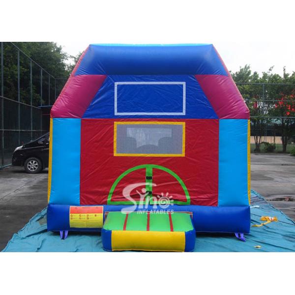 Indoor kids small bouncy castle with pillars N obstacle inside made of lead free