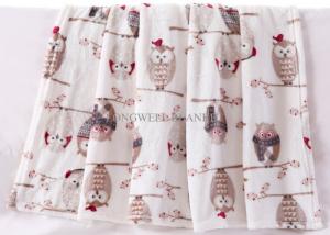 China Lovely Rotary Printing Children Flannel Blanket , Owl Printed Flannel Bed Blanket on sale