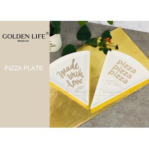 Personalized Ceramic Plate Bowl , Triangle Pizza Serving Plate Gold Pattern For Appetizer