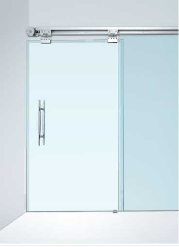 Quality lightweight double sliding frameless glass Semi Automatic Door with 32-bit microprocessor wholesale