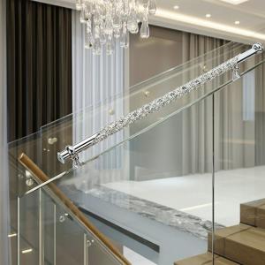 Stylish Stainless Steel Handrails with Crystal Accents for Glass Railing Systems
