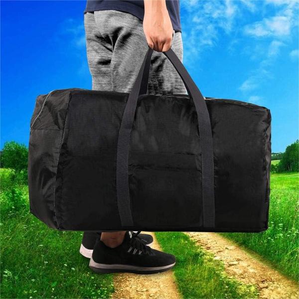 Extra Large Black 96L Foldable Lightweight Duffel Travel Bag With Zipper