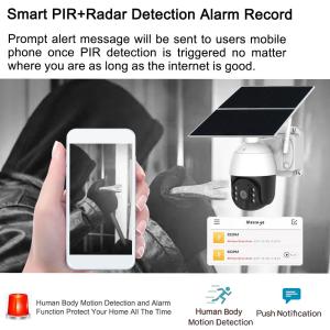 PIR Motion Detection 4G PTZ Camera 2MP Metal Case 20W Solar Panel Security