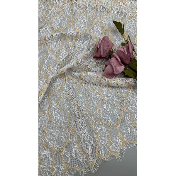Spring And Summer Season French Chantilly Two-Tone Color Thread Lace With Floral