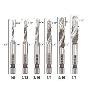 Combination Drill and Tap Bit Set - Deburr Countersink Drill Bit, HSS 4241 with
