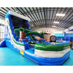 Palm Tree Blue Bounce House Inflatable Water Slide Digital Printing