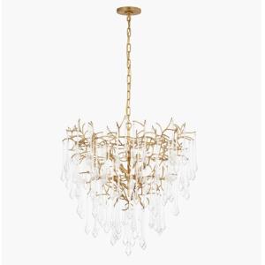 JN 5220 Rayne 31" Chandelier With Gilded Lron Finish Clear Glass Shade