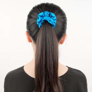 China 16mm Trendy Women Hair Blue Silk Scrunchie Oversize Pure Mulberry Silk Material on sale