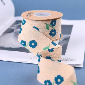 OEM Blossom Flower Art Printed Ribbon 40mm Custom Ribbon With Logo