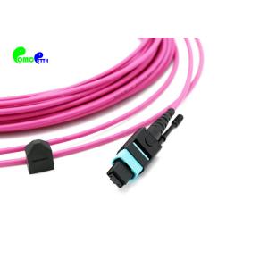 MTP Trunk Cable OM4 12F 3.0mm MTP Female 50 / 125μm With Push / Pull Tab Magenta