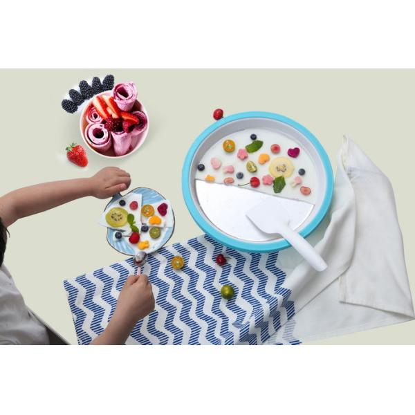 Homemade Ice Roll Instant Ice Cream Maker Pan Blue Manual Ice Cream Making