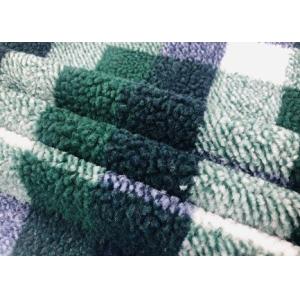 Comfortable Sherpa Blanket Material Green Plaid 340GSM 100% Polyester