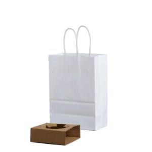 Promotion Eco-Friendly Recyclable White Small Paper Bag With Handles For Retail And Grocery