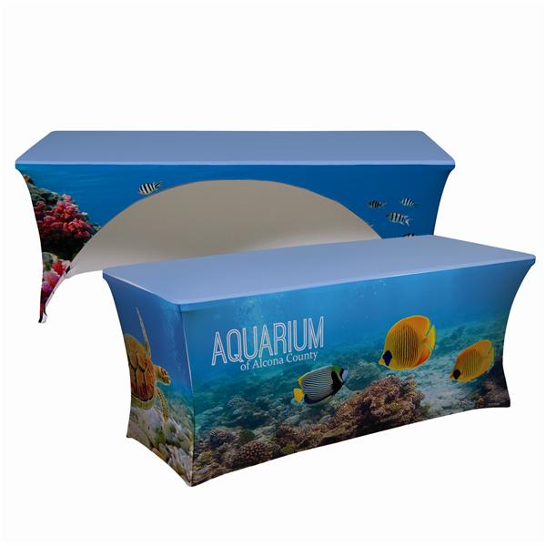 8 Ft Trade Show Tablecloths With Logo 200gsm Elastic Polyester Material Eco Friendly
