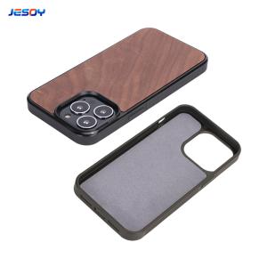 Smooth Finish Real Wooden Mobile Phone Cover TPU Shockpoof Soft Black