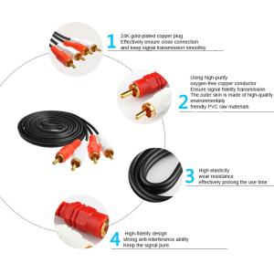 Red And White 1.5M Audio Cable 2RCA Double Head
