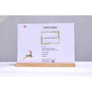 Beech Wood Wooden Base T Shape Clear Acrylic Sign Holder Wedding Menu Card