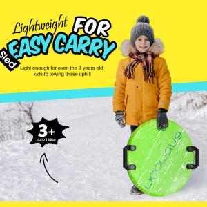 Teenagers' Round Skiing Snow Sleds with Handle Durable XPE Foam Construction