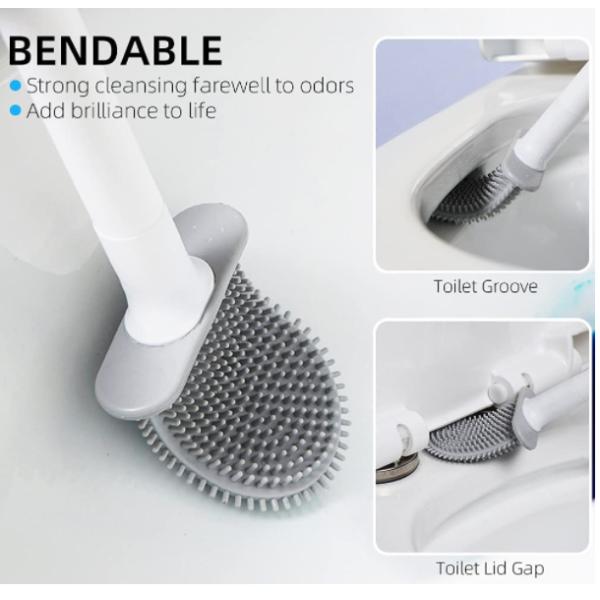 Removable Handle Toilet Brush And Holder Set TPR For Bathroom Mounted