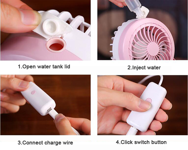 2018 Wholesale USB Desktop Creative Quiet Water Mist Spray Mini Cooling Fan