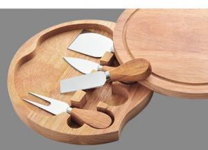 China Round Bamboo Swiveling Cheese Board And Knife Set Housewarming Gift on sale