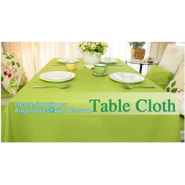 Quality Disposable tnt pp spunbond non woven table cloth, modern luxury restaurant dining used non woven long teal pvc plastic t wholesale