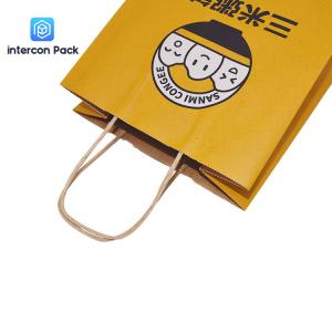 Reusable Paper Handle Bags Logo Printed Recyclable With Twisted Handle