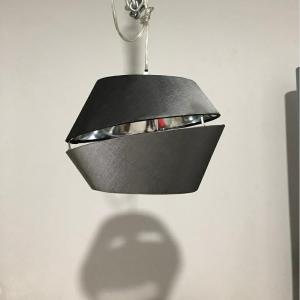 Irregular Faux Silk Lampshade Grey Easy Fit Light Shade With Open Strip