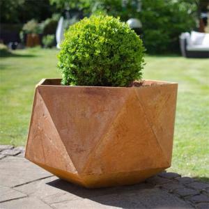 Large Hexagonal Garden Corten Steel Flower Pots Rusted Red For Patios