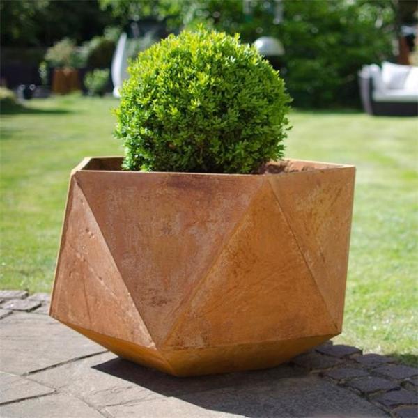 Quality Large Hexagonal Garden Corten Steel Flower Pots Rusted Red For Patios wholesale