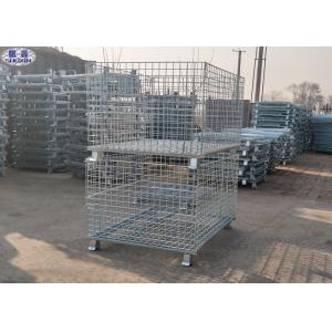 China Foldable Lockable Metal Wire Mesh Pallet Cages for Transportation on sale