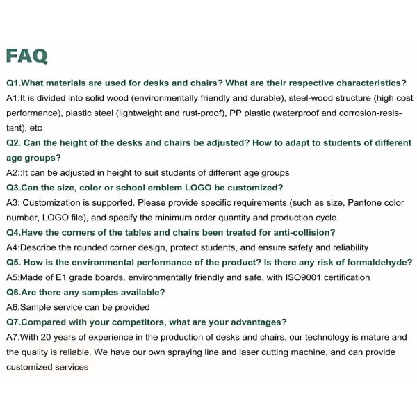 Durable Wooden Classroom Furniture Adjustable Student Tables And Chairs