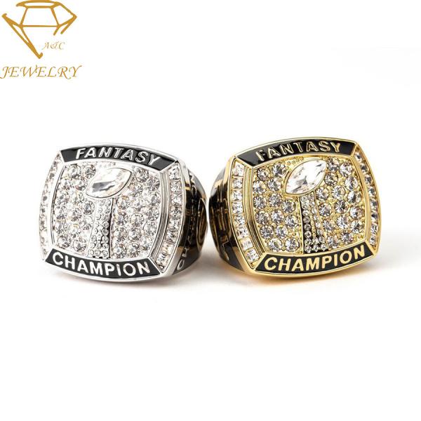 Quality Embossed Custom Championship Ring Silver Gold Plating With CZ Stones wholesale