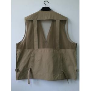 Fishing vest 035 in taffeta fabric, khaki color, water proof, quick dry function