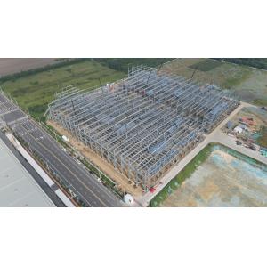 Large overhang canopy steel structure warehouse with sliding / rolling-up gate